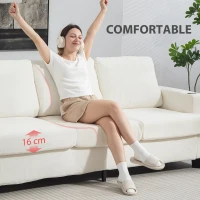HOMCOM 3 Seater Sofa with USB Ports & Cup Holders - Cream White(m-7)