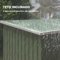 Outsunny Abrigo de Jardim 280x130x172cm Abrigo de Exterior de Aço Galvanizado com Porta Corredeira e Ventilações Verde Claro(m-7)