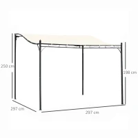 Outsunny Pergola tuinpergola 297x297 cm, Metaal overkapping voor tuin, Creme(m-3)