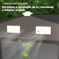 Outsunny Abrigo de Jardim 277x195x192 cm  Metálico para Armazenamento de Ferramentas com Base de Reforço Incluída Madeira(m-8)