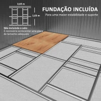 Outsunny Abrigo de Jardim Metálico 340x386x200cm Abrigo de Exterior para Armazenamento de Ferramentas com Base de Reforço Incluida 4 Janelas de Ventilação e Porta Corredeira Marrom(m-6)