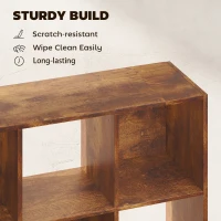 HOMCOM 3-tier 9 Cubes Storage Unit Particle Board Cupboard Bookcase Organiser Home Office Shelves, Rustic Brown(m-5)