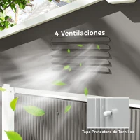 Outsunny Cobertizo de Jardín Exterior 3,6 m² 236x174x190 cm con 2 Puertas Correderas Techo Inclinado y 4 Ventanas Gris Claro(m-6)