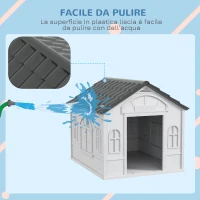 PawHut Casetta per Cani in PP Impermeabile con Tetto Inclinato e Porta di Ingresso, 65x75.7x63 cm, Grigio(m-5)