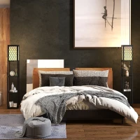 HOMCOM Three-Shelf Standing Lamps Set of 2 - Black(m-2)