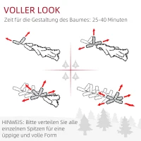 HOMCOM Kunstmatige Kerstboom 225 cm Potlood Den met Sneeuw, 738 Toppen voor binnen(m-7)