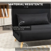 HOMCOM Sillón Cama Plegable con Respaldo Ajustable en 6 Posiciones Almohada Acolchada Carga 350 kg 94x78x80 cm Negro(m-5)