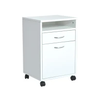 HOMCOM Cajonera tipo Archivador Móvil para Organizar Documentos en Oficina o Hogar Tiene 3 Compartimientos con Ruedas y Freno Color Blanco 40x35x60cm…(m-11)