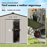 Outsunny Abrigo de Jardim Exterior 4,9 m² 277x195x192cm Abrigo e Jardim Metálico para Armazenamento de Ferramentas Cinzento(m-6)