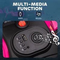 HOMCOM 12V Kids Quad Bike with Forward, Reverse Functions, Ride-On ATV w/ Music, LED, Headlights, for Ages 3-5 Years - Pink(m-6)