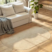 HOMCOM Tapete Oval para Sala de Estar 170x120 cm Tapete Lavável à Máquina Tecido à Mão Estilo Rústico Bege(m-9)