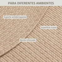 HOMCOM Tapete Oval para Sala de Estar 170x120 cm Tapete Lavável à Máquina Tecido à Mão Estilo Rústico Bege(m-4)
