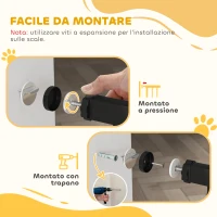PawHut Cancelletto per Cani Estensibile e Regolabile per Scale e Porte, in Acciaio e ABS, 75-85x76 cm, Nero(m-6)
