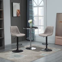 HOMCOM Lot de 2 tabourets de bar style vintage hauteur réglable pivotant avec repose-pied gris(m-9)