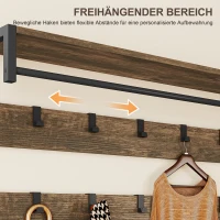 HOMCOM 6-in-1 Kapstok met Schoenenbank en Schoenenrek, Industrieel Ontwerp, 10 Haken, 2 Stoffen Laden, Metaal, Bruin(m-5)