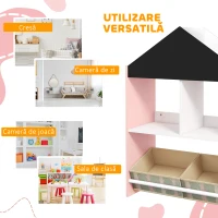 ZONEKIZ Unitate de depozitare a jucariilor pentru copii sertare rafturi detasabile pentru dormitorul copiilor sufragerie decor pentru cresa roz(m-6)