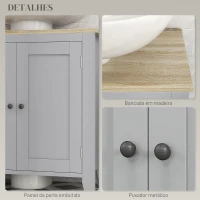 kleankin Móvel para Lavatório Pousar com 2 Portas e Prateleira Ajustável Estilo Moderno 60x30x60 cm Cinza  e Madeira(m-6)