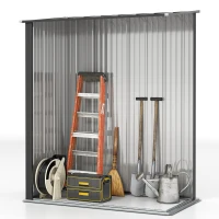 Outsunny Abrigo de Jardim 1,34m² 161,5x94,5x196 cm Abrigo de Exterior de Aço Galvanizado com Porta e Fechadura Preto(m-7)