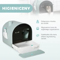 PawHut kuweta dla kota z filtrem powietrza dla kotów do 5 kg, kolor zielony + biały + czarny, dł. 43 x szer. 44 x wys. 47 cm(m-4)