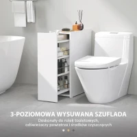 HOMCOM Wąska Szafka Łazienkowa, Szafka Podłogowa z Głęboką Szufladą, Wolnostojąca Szafka Łazienkowa, Płyta Wiórowa, Biały(m-4)