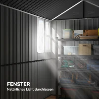 Outsunny Gartenschuppen, Metallgerätehaus, Doppeltür, Fenster, 259x172x222 cm, Grau/Weiß(m-5)
