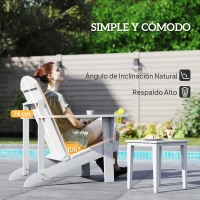 Outsunny Silla Adirondack de Madera con Reposabrazos y Respaldo Alto para Terraza Balcón Exterior 72x95x93 cm Blanco(m-4)