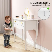 HOMCOM Masă de Toaletă Elegantă cu Sertar Spațios din Lemn Alb 100x40x74 cm(m-6)