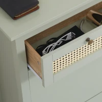 HOMCOM Meuble à chaussures style bohème chic vert d'eau aspect rotin(m-10)