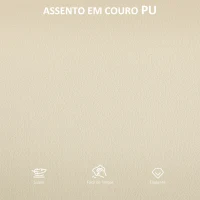 HOMCOM Conjunto de 2 Bancos de Bar Bancos Altos de Cozinha com Encosto em Vime Assento em PU Estrutura de Aço 45x50x97 cm Creme(m-5)