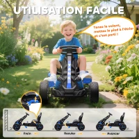 AIYAPLAY Kart à pédales pour enfants, karting enfant 3 à 6 ans avec roue libre, frein, roues EVA antidérapantes, bleu(m-5)