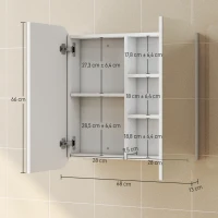 HOMCOM Armario de Baño con Espejo Diseño con Bordes Curvados 2 Puertas Estantes Ajustables 68x13x66 cm Blanco(m-3)