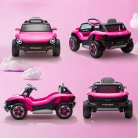AIYAPLAY Coche Eléctrico para Niños de +3 Años Volkswagen E-Buggy 12V con Mando a Distancia 2,4 G Ruedas con Suspensión Rosa(m-9)