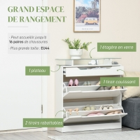 HOMCOM Armoire Chaussures 2 Tiroirs Blanc 89x23x96cm