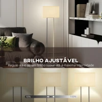 HOMCOM Candeeiro de Pé Moderno com Ecrã de Tecido Luz Noturna Interruptor de Pé e Base Metálica 45x15x150 cm Branco(m-6)