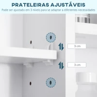 kleankin Armário de Casa de Banho com Espelho Móvel de Casa de Banho Suspenso com Porta Prateleiras Abertas 100x15x70 cm Branco(m-7)
