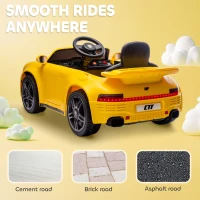 AIYAPLAY Licensed RUF CTR 2017-Yellowbird Electric Car for Kids, with Remote Control, Soft Start, MP3 Player, LED Lights, Yellow(m-6)