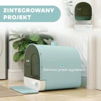 PawHut kuweta dla kota z filtrem powietrza dla kotów do 5 kg, kolor zielony + biały + czarny, dł. 43 x szer. 44 x wys. 47 cm(m-7)