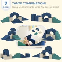 AIYAPLAY Set 7 Blocchi di Costruzioni Morbide per Bambini Fino a 3 Anni, Rivestimento in Velluto, Blu(m-4)