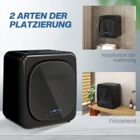 HOMCOM Wäschetrockner mit UV-Desinfektion, kompakte Bauweise, 4 kg Kapazität, Edelstahl, Schwarz(m-8)