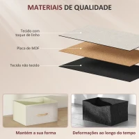 HOMCOM Cómoda Alta de Tecido com 8 Gavetas 4 Bolsos Laterais 2 Ganchos e Estrutura de Aço 86x30x94,5 cm Bege(m-6)