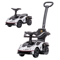 AIYAPLAY 2 en 1 Coche Correpasillos para Niños 12-36 Meses Lamborghini Essenza SCV12 Andador Empujador con Bocina Mango de Empuje y Barandilla Extraíbles 86,5x40x89,5 cm Blanco y Negro