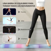 SPORTNOW Barra de Equilibrio Gimnasia Plegable 236 cm Barra de Gimnasia Artística para Niños Entrenamiento en Casa Multicolor(m-7)