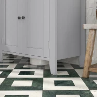 kleankin Móvel para Lavatório Pousar com 2 Portas e Prateleira Ajustável Estilo Moderno 60x30x60 cm Cinza  e Madeira(m-9)