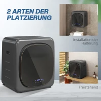 HOMCOM Wäschetrockner mit UV-Desinfektion, kompakte Bauweise, 4 kg Kapazität, Edelstahl, Grau(m-8)