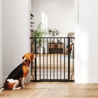 PawHut Portail pour Chiens Extensible et Réglable pour Escaliers et Portes, en Acier et ABS, 75-85x76 cm, Noir(m-4)
