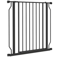 PawHut Cancelletto per Cani Estensibile e Regolabile per Scale e Porte, in Acciaio e ABS, 75-85x76 cm, Nero(m-10)