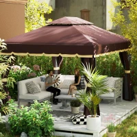 Outsunny Paviljoens Tuinpaviljoen 4x3m, Koffie + zwart(m-2)