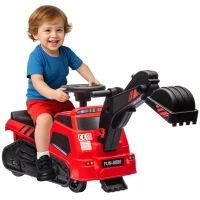 HOMCOM 3-in-1 Aufsitzbagger für Kinder 1,5 bis 4 Jahre, Musikfunktion, Schwarz/Rot(m-10)