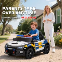 AIYAPLAY Kids Electric Ride on Police Car with Remote Control, Music, Horn, Siren Flashing Lights for 3-5 Years Old, Multicolour(m-5)
