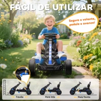 AIYAPLAY Kart a Pedais para Crianças com Embraiagem Automática Travão e Rodas Antiderrapantes em EVA 100x59x60,5 cm Azul(m-5)